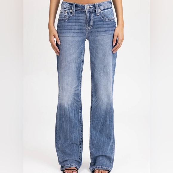 Miss Me Gone Mayhem Slim Wide Mid Rise Sz 29 x 34 - Picture 2 of 11